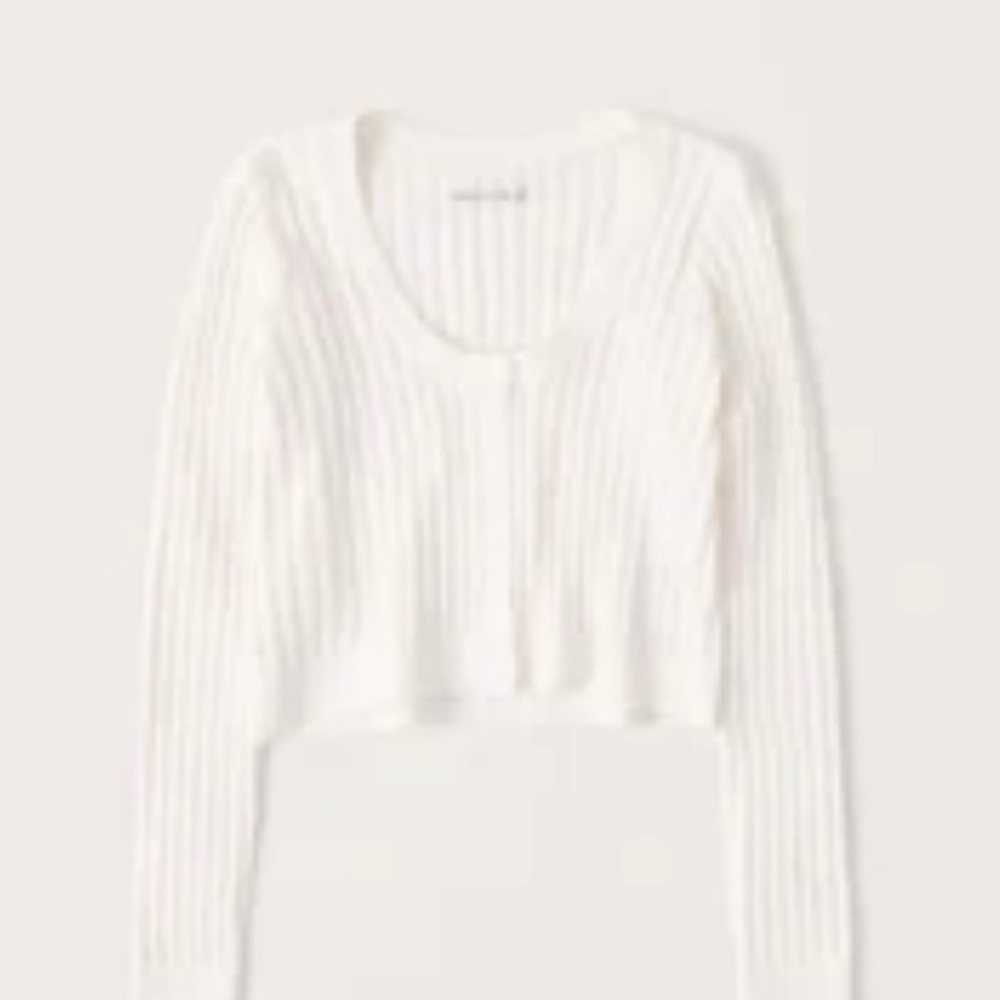 Ribbed Cropped Cardigan ~ Off White Size M